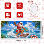 7x16FT Merry Chrismas Garage Door Banner Santa Claus Surfing Beach Garage Door Cover Decoration for Chrismas Outdoor Decoration - Image 4