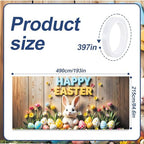 16x7 ft Happy Easter Banner for Two Car Garage - Fits Double Garage Door, Classic Bunny & Eggs with “Happy Easter” Sign Large Backdrop, Spring Festival Yard Decor - Image 2