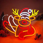 Christmas Neon Sign Waving Elk Neon Sign for Wall Decor Deer Led Neon Animated Christmas Lights Looks Like Elk Waving Reindeer Light Up Signs for Window Wall Art for Party Home Decoration Gift by DpaintNeonSign