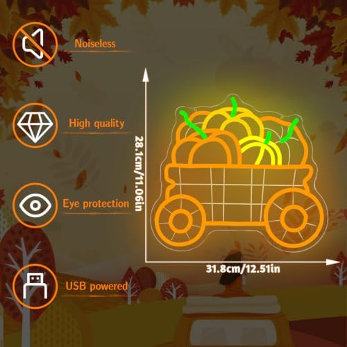 Thanksgiving Harvest Pumpkin Wagon Neon Sign for wall decor Fall LED Light - Image 3
