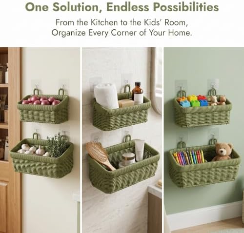 Wall Baskets, Hanging Wicker Style Basket, Over Door Organizer - Image 2