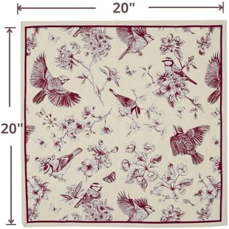 FINGERCRAFT Cloth Napkins Set of 12 Cotton Linen, 20x20 Inch, Toile Red - Image 5