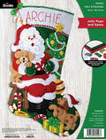 Bucilla Felt Applique 18" Stocking Making Kit, Jolly Pups Santa, Perfect for DIY Arts and Crafts, 89556E by Bucilla