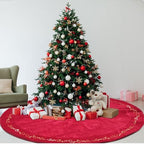 HyDren 72 Inch Velvet Christmas Red Tree Skirt(Classical Style) - Image 6