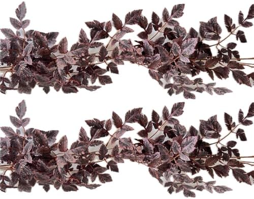2PC Artificial Plum Cimicifuga Seeded Fall Garland Vine 6Ft by Bakoukiter