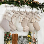 GEX Personalized Christmas Stockings Custom Name 8 Pack for Family with Names Embroidery 20" Large Rustic Boho Farmhouse Country Xmas Stockings with Tassels Fireplace Decoration Ornament (Set of 8) - Image 6