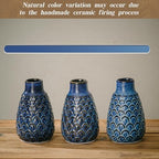 Ceramic Flower Vase, 9.06” Vintage Blue Pottery Vase for Home Decor, Rustic Textured Vase for Pampas Grass, Living Room, Entryway, Mantel, Kitchen Table, Centerpiece - Image 4