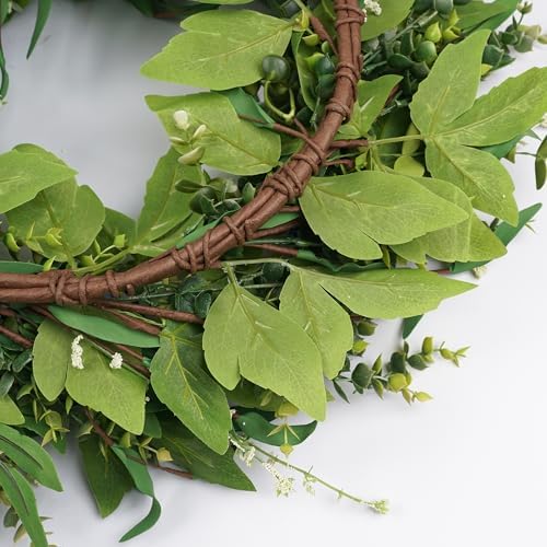 HomeKaren Wreaths for Front Door 26", Door Spring Wreath with Eucalyptus Olive Boxwood Leaves, Greenery Wreath Door Decoration for Spring Summer All Season Home and Outdoor - Image 4