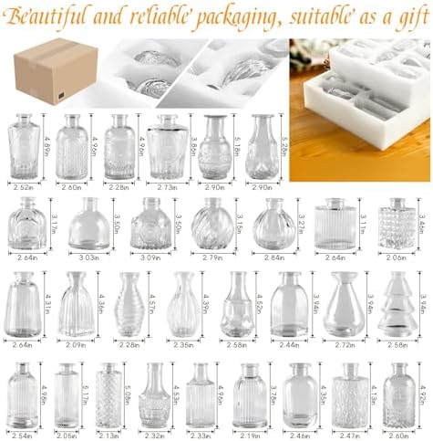Glass Bud Vases in Bulk Set of 30 Pcs,Small Glass Vases for Flowers as Wedding Centerpieces for Tables,Clear Flower Vases Suitble for Wedding Decorations,Christmas Home Decor (Clear, 30 pcs) - Image 3