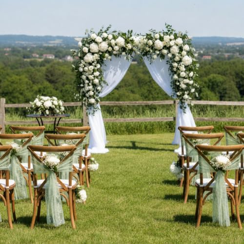 12 Pack Sage Green Lace Table Runners 14 x 120 Inch Sage Green Rustic Lace Fabric Table Runners with Rose Embroidered Floral Vintage Table-Runner for Party Wedding Bridal Shower Decorations - Image 4