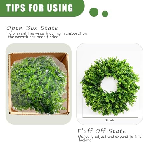 26 Inch Large Boxwood Wreaths for Front Door - Image 4