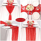 35x72 Inch Red Cheesecloth Table Runner Christmas Valentine Wedding Decor - Image 5