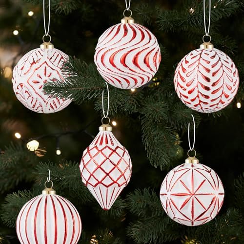 16Pcs Vintage Rustic Christmas Ball Ornaments - Large Shatterproof Neutral Christmas Ornaments Set Farmhouse Christmas Decor for Xmas Tree Home Party Holiday (Red) - Image 4