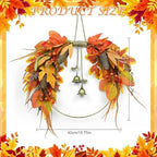 Thanksgiving Fall Wreath for Front Door 15.7 Inch Autumn Wreath Harvest Wreaths with Pine Cones Maple Leaves Berries Autumn Fall Decorations for Porch Wall Outdoor Indoor Festival Party Decor - Image 2