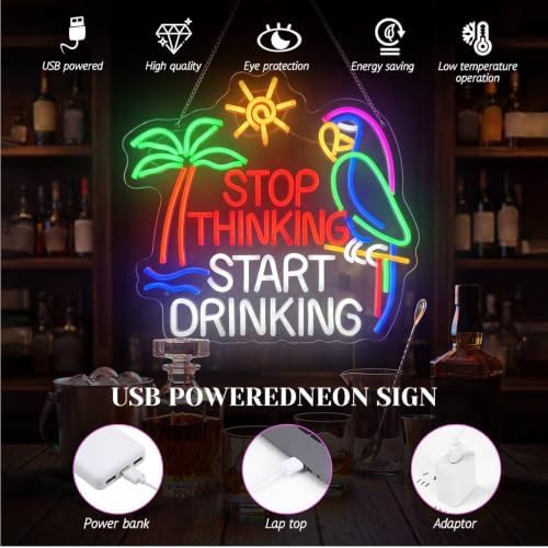 Zhengmy Bar Neon Sign, USB Powered LED Wall Light for Home Bar Decor - Image 4