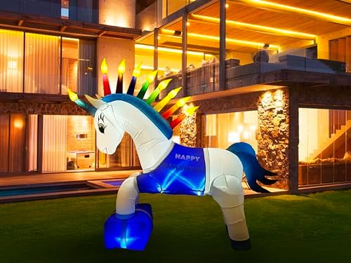 Unikkah The Hanukkah Unicorn Inflatable 7 FT Hanukkah Decorations Outdoor or Indoor Hanukkah Yard Decorations Blow Up Lawn Garden Hanukkah Decoration with Built-in LED Lights (New Stable Design) by HANUKKAHSUPERSTOR