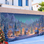 Christmas Garage Door Banner 7x16FT Winter Village Scene, Large Snowy Town Garage Door Cover, Outdoor Xmas Decoration Backdrop for Yard, Driveway & Holiday Parties - Image 6