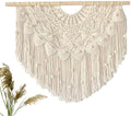 Youngeast Large Macrame Wall Hanging Boho Beaded Curtain for Window Macrame Bedroom Headboard Living Room Wall Art Tassel Tapestry Bohemian Woven Wall Decor 31" W X 25" H (Beige) by Unknown