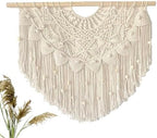 Youngeast Large Macrame Wall Hanging Boho Beaded Curtain for Window Macrame Bedroom Headboard Living Room Wall Art Tassel Tapestry Bohemian Woven Wall Decor 31" W X 25" H (Beige) by Unknown