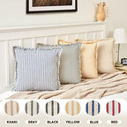 ZWJD Throw Pillow Covers 26x26 Set of 2 Striped Pillow Covers with Fringe Chic Cotton Decorative Pillows Square Cushion Covers for Sofa Couch Bed Living Room Farmhouse Decor, (Black) - Image 6