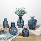Glass Bud Vases Set of 10, Small Flower Vase in Bulk for Centerpieces, Mini Vintage Blue Vases for Rustic Wedding Vintage Home Table Decor - Image 4