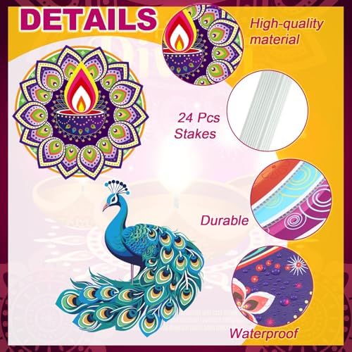 Amyhill 12 Pcs Diwali Yard Signs with Stakes, Indian Lights Festival Lawn - Image 5