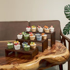 DAOYOUSKY Set of 3 Wooden Rustic Cupcake Stand for 24 Cupcakes, Stepped Wood Display Stand for Weddings, Tiered Party Buffet Table Display Nesting Riser for Food , Dessert, Cookie, Craft Show, Brown - Image 2