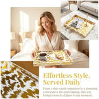 White & Gold Glitter Abstract Serving Tray with Handles, 15.8”x11.7”x1.6” Rectangular Decor Tray – Multipurpose for Breakfast in Bed, Bathroom Vanity, Living Room & Entertaining - Image 5