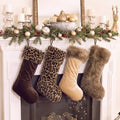 Blueweenly 4 Pcs Leopard & Solid Velvet Christmas Stockings, 18 Inch by Blueweenly