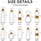 Glass Bud Vases Set of 10 for Flowers, Clear Small Vases with Jute Rope - Image 3