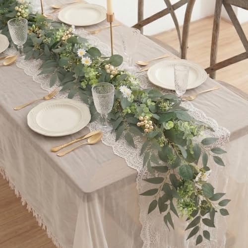 2-Pack 6 Ft Artificial Eucalyptus Garlands for Mantel Decor - Image 7