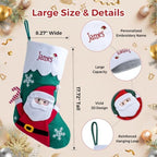 Personalized Christmas Stockings with Embroidered Name & Monogram,Custom Embroidered Christmas Stocking,Santa,Snowman & Reindeer Stocking for Family & Fireplace Holiday Decor(5 Pack) - Image 3