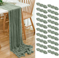 20 Pack Sage Green Cheesecloth Table Runner 17x108 Inch Boho Wrinkled Sheer Romantic Gauze Cheese Cloth Table Runner Bulk Decor for Wedding, Bridal Shower, Birthday Party by Dspoot
