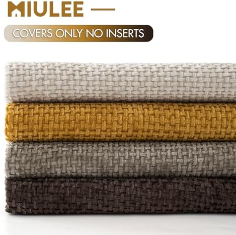 MIULEE Decorative Chenille Fall Pillow Covers Gold Brown 20x20 Pack of 4 - Image 6
