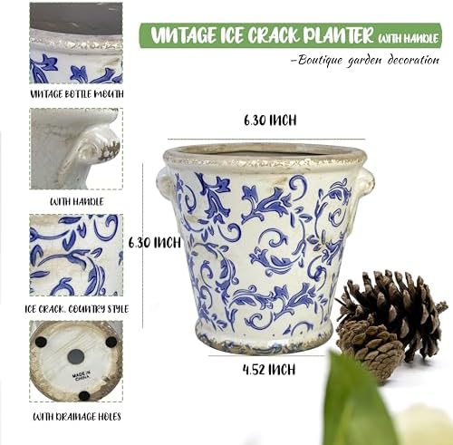 Dosayes Ceramic Pot for Plant,6.30 inch Vintage Flower Pot - Image 2