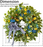 WANNA-CUL 24 Inch Blue Yellow Summer Wreath for Front Door All Season Decor - Image 6