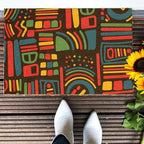 Funny The Entrance Way Outside Personalized Rug with Heavy-Duty Non Slip Outdoor Coconut Coir Doormat Pets Lover Gift 23.6 x 15.7 inch (Colorful African Style Boho) - Image 5