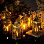 Cunhill 12 Pcs Mini Lanterns Hanging Vintage Flickering LED Candle,Gold - Image 3