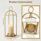 17" Outdoor Decorative Lanterns, Metal Candle Lanterns, Farmhouse Lantern Decor, Antique Gold Iron Lantern Candle Holders for Fireplace Mantel, Table Centerpiece,Home Decor - Image 2