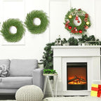 Zeyune 8 Pcs 14" Christmas DIY Green Wreath Artificial Wreath, Norfolk Pine - Image 5