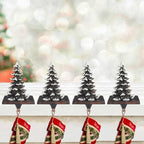 JUSTOTRY Christmas Stocking Holders for Mantle Set of 4 Snow Brown Vintage Xmas Tree with Non-Skid Stockings Holders for Fireplace Home Decor Holiday Gifts Christmas Decorations Indoor Supplies - Image 4