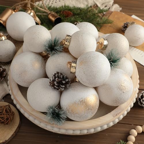 Yunlly 18 Pcs Neutral Christmas Ball Ornaments Ivory Xmas Tree Decor by Yunlly
