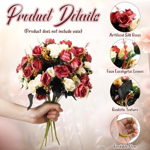 Hotop 12 Pcs Artificial Flowers Centerpiece for Tables 13 in, Coffee - Image 3