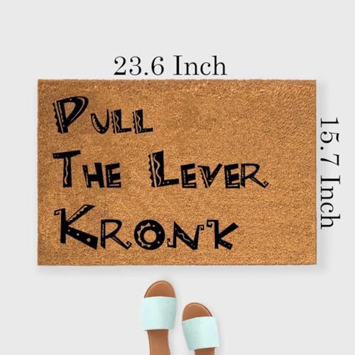 Funny Coir Doormat Pull The Lever Kronk Welcome Front Porch Patio Garage Enter Area Decor Doormats For The Entrance Way Outside Personalized Rugs Heavy-Duty Back Non Slip Outdoor Mat 23.6 x 15.7 inch - Image 3