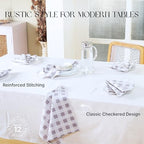 Cloth Napkins Set of 12, 100% Cotton Reusable Gingham Printed Dinner Napkins, 18x18 Inch Washable Table & Kitchen Napkins for Home, Dining, Entertaining, Cloud Gray & White - Image 3
