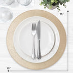 Placemats Set of 6 – Round 15” Faux Leather Table Mats for Dining, Heat Resistant & Non-Slip Washable Table, Indoor, Outdoor, Dining Table Set for 6, Modern Kitchen & Holiday Use, Champagne - Image 3
