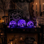 NEEDOMO Halloween Decorations Indoor, 3 Pack Witch Crackle Glass Globe Purple LED Lights with Timer, Halloween Table Decor for Mantel, Fireplace, Party, Home - Image 5