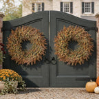 32"Artificial Eucalyptus Wreath with Seed for Front Door Decor(Fall Orange) - Image 3