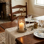 Small Farmhouse Hurricane Candle Holder (4.3" W x 9.2" H), Antique Brass - Image 4