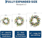 24 in Easter Door Wreath with Egg Accents and 2 Artificial Bouquets - Image 2